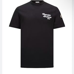 Moncler Black Short Sleeve Tee with Archive Logo